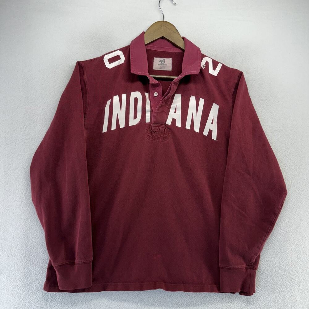 Indiana Long Sleeve Rugby Polo - Maroon